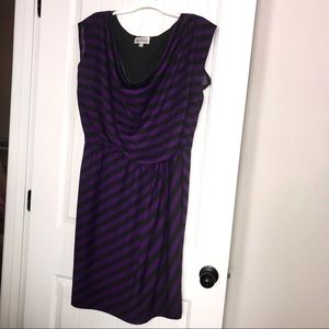 Black/Purple Striped Cowlneck Dress Sz 16W